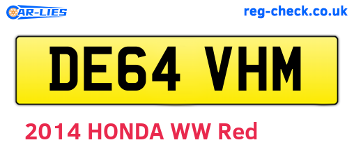 DE64VHM are the vehicle registration plates.