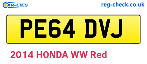 PE64DVJ are the vehicle registration plates.