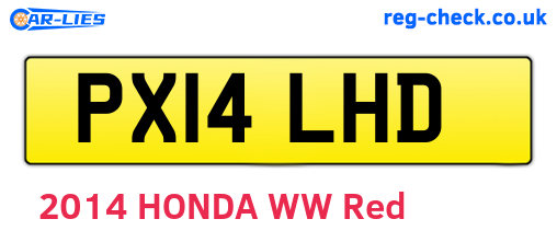 PX14LHD are the vehicle registration plates.
