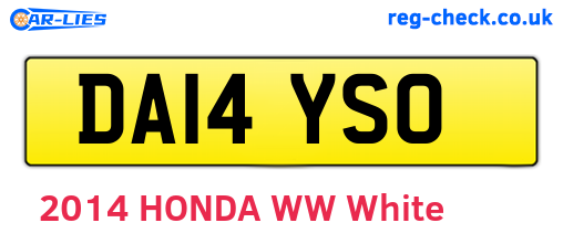 DA14YSO are the vehicle registration plates.
