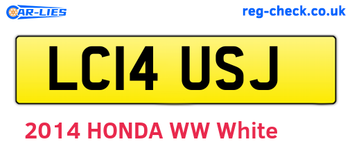 LC14USJ are the vehicle registration plates.