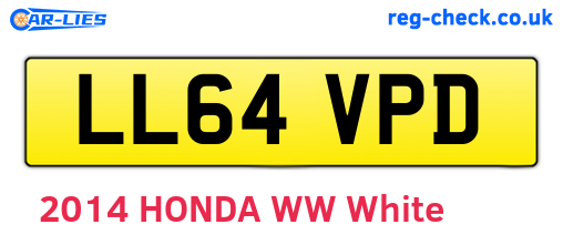 LL64VPD are the vehicle registration plates.