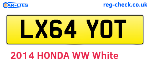 LX64YOT are the vehicle registration plates.