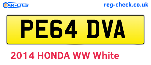 PE64DVA are the vehicle registration plates.