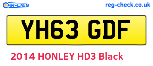 YH63GDF are the vehicle registration plates.