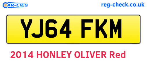 YJ64FKM are the vehicle registration plates.