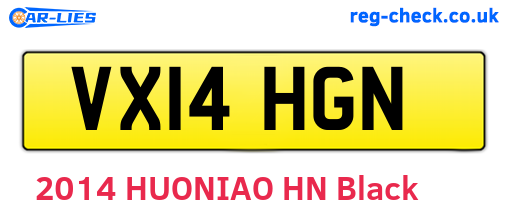 VX14HGN are the vehicle registration plates.