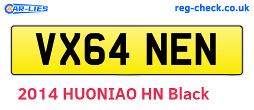 VX64NEN are the vehicle registration plates.