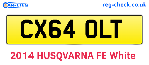 CX64OLT are the vehicle registration plates.