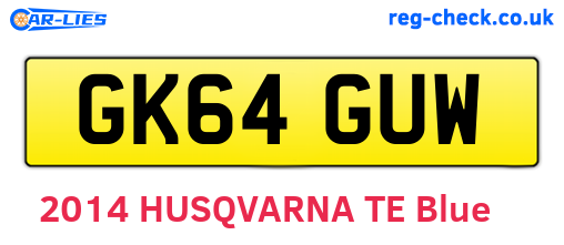 GK64GUW are the vehicle registration plates.