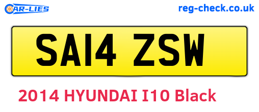 SA14ZSW are the vehicle registration plates.