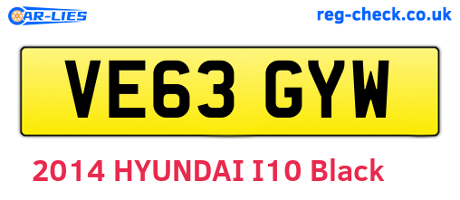 VE63GYW are the vehicle registration plates.