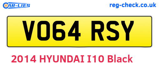 VO64RSY are the vehicle registration plates.