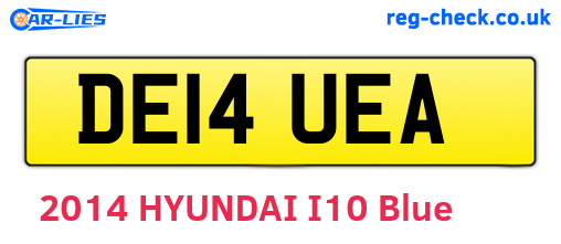DE14UEA are the vehicle registration plates.