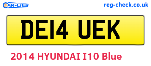 DE14UEK are the vehicle registration plates.