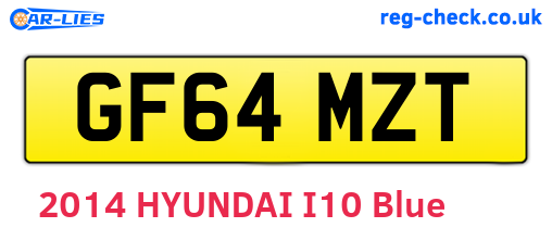 GF64MZT are the vehicle registration plates.