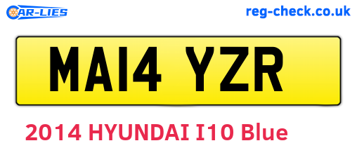 MA14YZR are the vehicle registration plates.