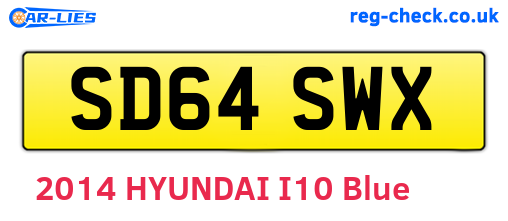 SD64SWX are the vehicle registration plates.