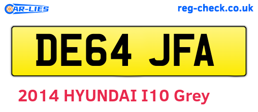 DE64JFA are the vehicle registration plates.