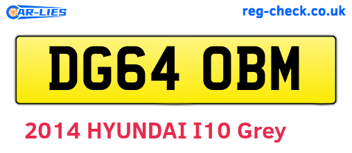 DG64OBM are the vehicle registration plates.
