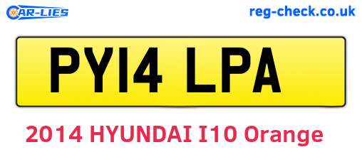 PY14LPA are the vehicle registration plates.
