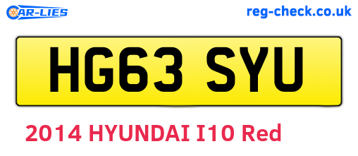 HG63SYU are the vehicle registration plates.