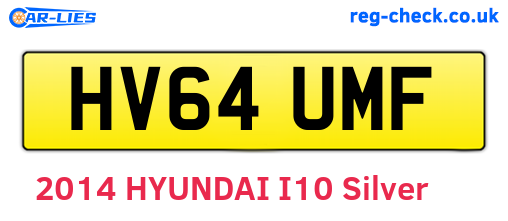 HV64UMF are the vehicle registration plates.