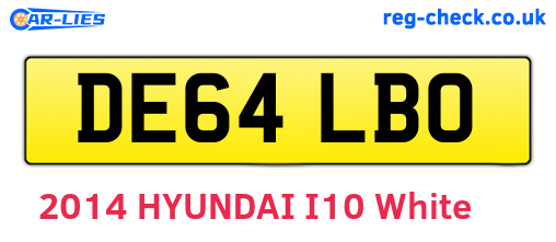 DE64LBO are the vehicle registration plates.