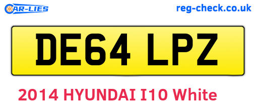 DE64LPZ are the vehicle registration plates.
