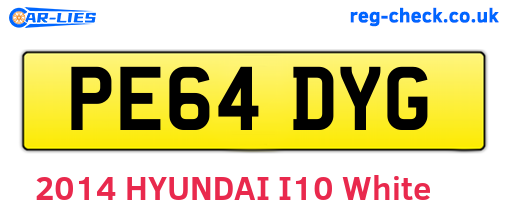 PE64DYG are the vehicle registration plates.