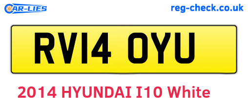 RV14OYU are the vehicle registration plates.