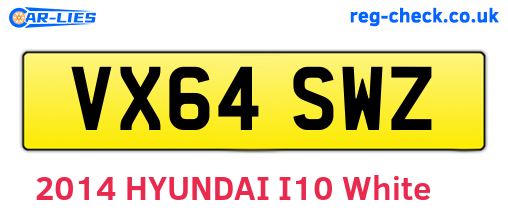 VX64SWZ are the vehicle registration plates.