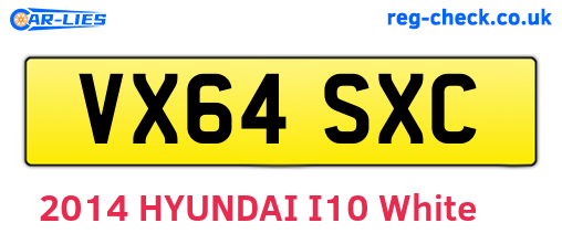 VX64SXC are the vehicle registration plates.