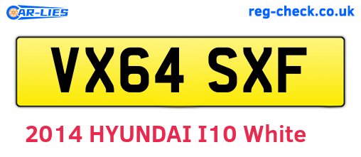 VX64SXF are the vehicle registration plates.