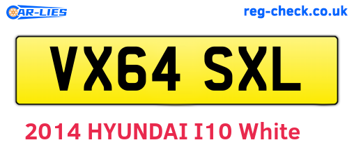 VX64SXL are the vehicle registration plates.