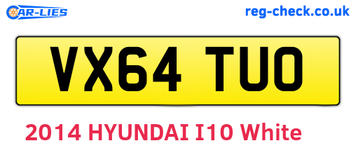 VX64TUO are the vehicle registration plates.