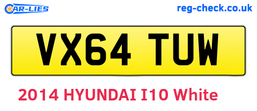 VX64TUW are the vehicle registration plates.