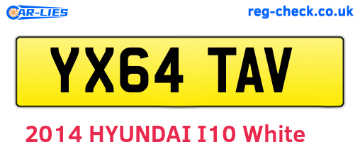 YX64TAV are the vehicle registration plates.