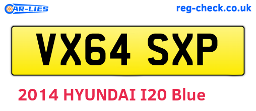 VX64SXP are the vehicle registration plates.