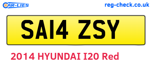 SA14ZSY are the vehicle registration plates.