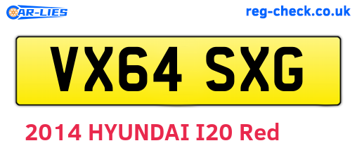 VX64SXG are the vehicle registration plates.