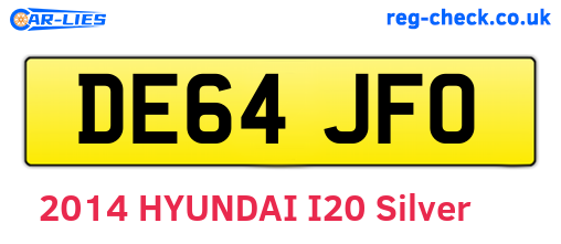DE64JFO are the vehicle registration plates.