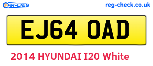 EJ64OAD are the vehicle registration plates.