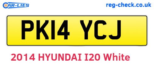 PK14YCJ are the vehicle registration plates.