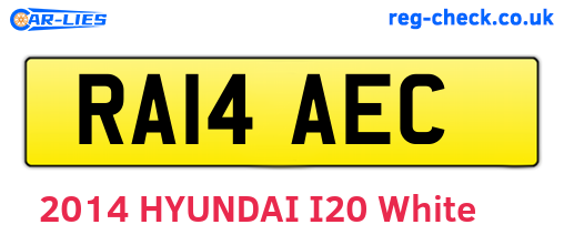 RA14AEC are the vehicle registration plates.