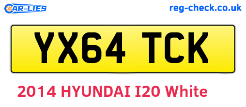 YX64TCK are the vehicle registration plates.