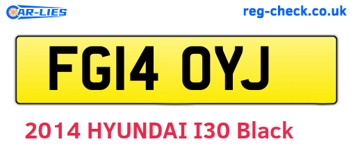 FG14OYJ are the vehicle registration plates.