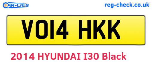 VO14HKK are the vehicle registration plates.