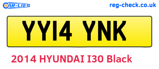 YY14YNK are the vehicle registration plates.