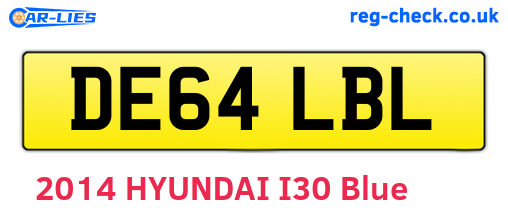 DE64LBL are the vehicle registration plates.
